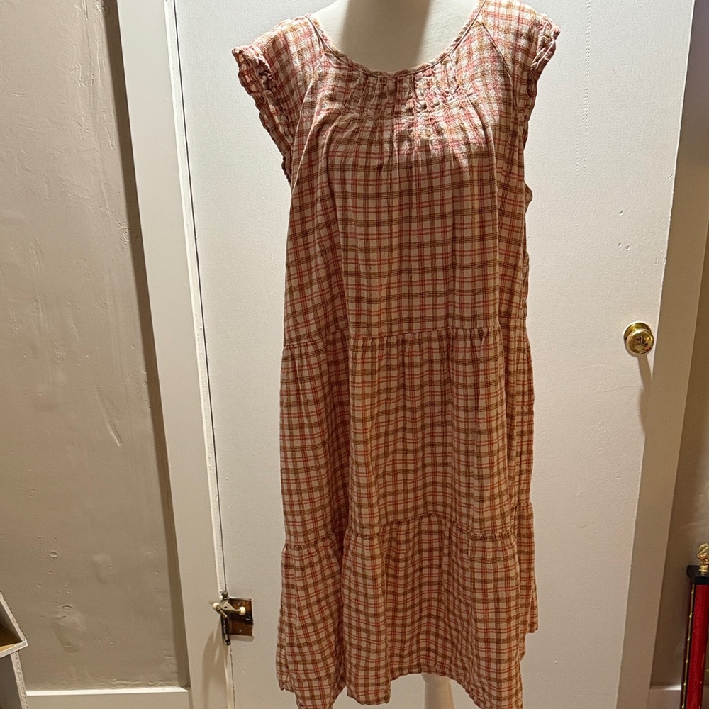 Old Navy Pink Plaid Maxi Dress